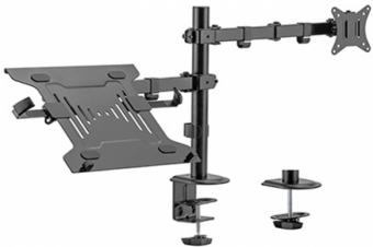 Product_102802_1 Monitora stiprinājums Gembird Adjustable Desk Mount with Monitor Arm and Notebook Tray - Image 1