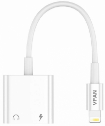Adapteris Vipfan L10 Lightning Male - 3.5mm Female 10cm White