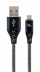 Product_49914_1 Gembird USB Male - Micro USB Male Premium cotton braided 1m Black/White - Image 1