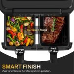 LLIVEKIT Dual Zone Hot Air Fryer with Viewing Window, 9L XXL Airfryer without Oil, Air Fryer with 9-in-1 Cooking Settings, 2 Drawers, Touch Screen, Smart and Timer Function, Healthy Fryer and Low-Fat - Image 2