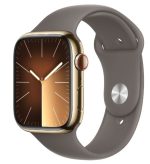 Apple Watch Series 9 GPS + Cellular 45mm Gold Stainless Steel Case with Clay Sport Band - M/L