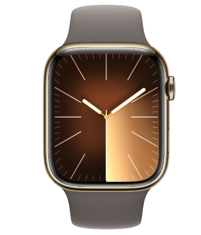 2 Apple Watch Series 9 GPS + Cellular 45mm Gold Stainless Steel Case with Clay Sport Band - M/L - Image 2