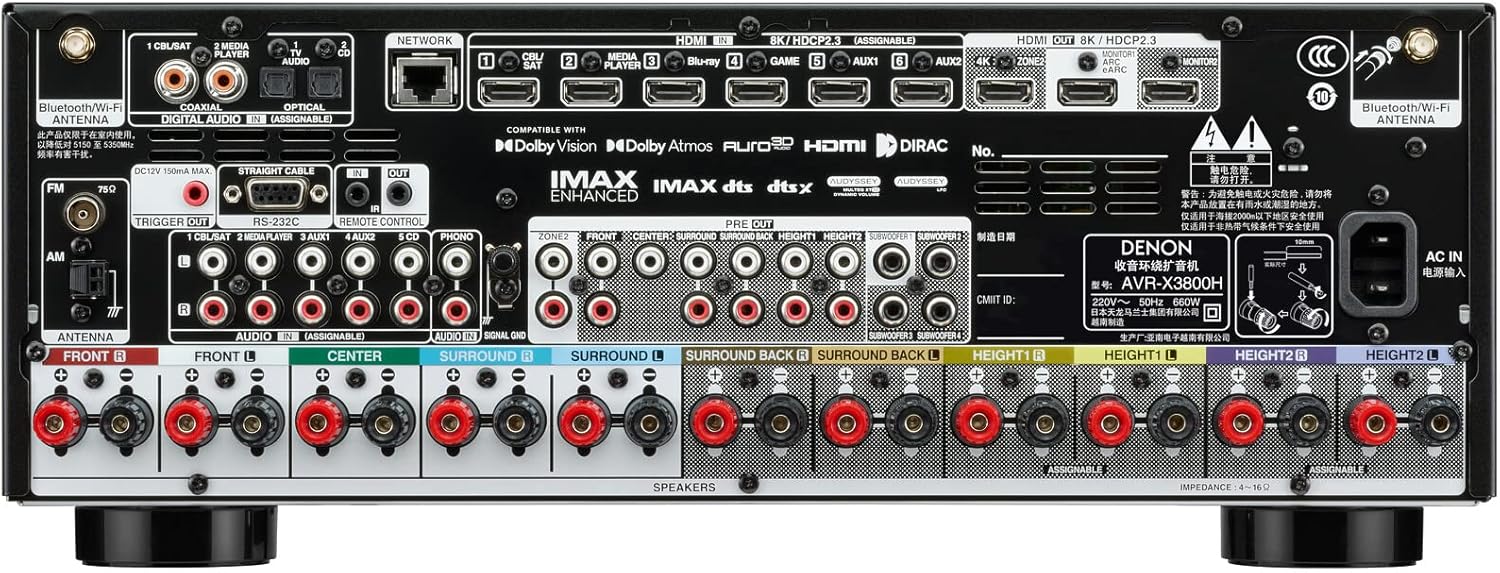 2 Denon AVC-X3800H 9.4 Channel AV Receiver, Amplifier with Auro-3D, Dolby Atmos, DTS:X, 6 Inch 8K Inputs and 3 Outputs, Bluetooth, AirPlay 2, HEOS Multiroom, Alexa Compatible, Black - Image 2