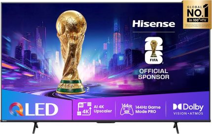 Hisense 65E7Q PRO TV, 65 Inches, 4K UHD QLED, Smart TV, 144Hz Game Mode Pro, Filmaker Mode, AMD FreeSync Premium, AI HDR Upscaler, Dolby Vision IQ, Dolby Atmos, Voice Control (2025) [Energy Class E]