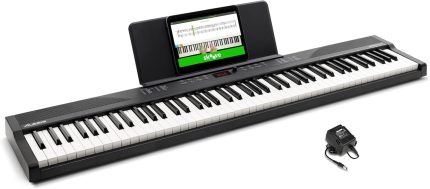 Alesis Keyboard Electric Piano with 88 Keys, 480 Sounds, Speakers, USB MIDI, Notes/Tablet Tray, Power Adapter & Piano Lessons for Beginners
