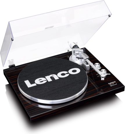 Lenco LBT-188 turntable with anti-skating feature, belt drive Bluetooth turntable, 2 Speeds 33 and 45 rpm, digital vinyl to MP3, brown colour