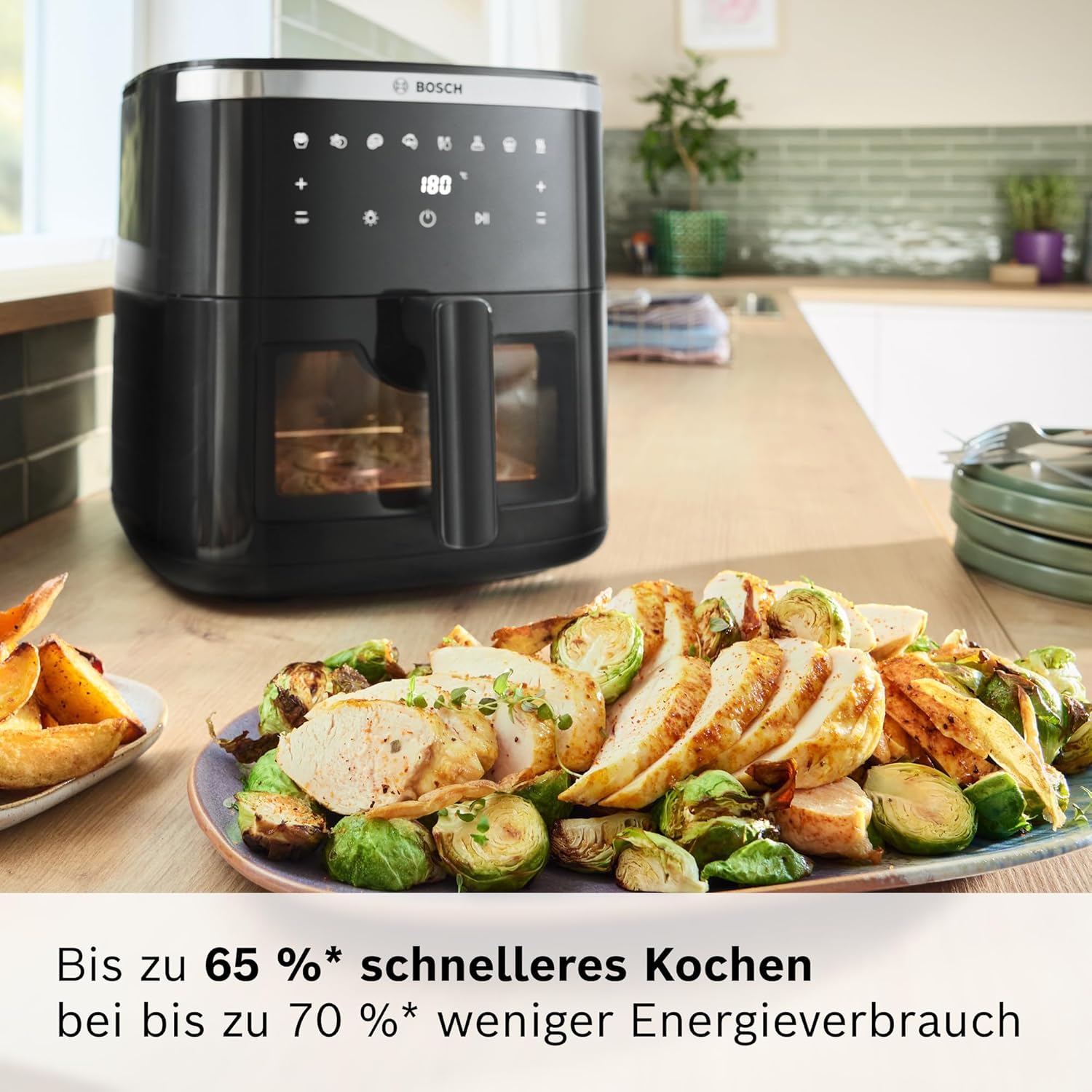 3 Bosch MAF671B0 Series 6 Hot Air Fryer, XXL 7.2 L Capacity, 7 Preset Programmes, Illuminated Viewing Window, Up to 65% Faster Cooking, AirFryer in Black - Image 3