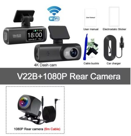 Videoreģistrators Kocam 4K Dash Cam Dual Lens With 1080P Rearview Camera Night Vision Black Box
