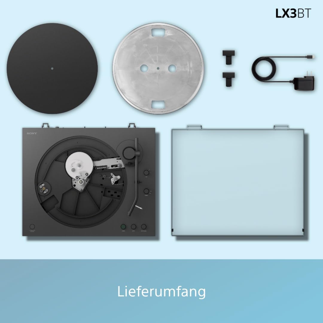 5 Sony PS-LX3BT Wireless Bluetooth Turntable with Fully Automatic Playback, Hi-Res Audio, Belt Drive, Built-in Phono Preamp, 2 Speeds and Dust Cover - Black - Image 5