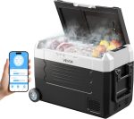 VEVOR Compressor Cool Box Dual 12/24V DC 100-240V AC, Car Refrigerator 35L with App Control & Wheels & 2 Temperature Zones (-20°C to 20°C), Portable Fridge for Motorhomes, Boats, Camping, Fishing