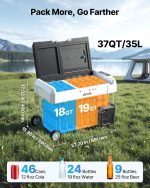 VEVOR Compressor Cool Box Dual 12/24V DC 100-240V AC, Car Refrigerator 35L with App Control & Wheels & 2 Temperature Zones (-20°C to 20°C), Portable Fridge for Motorhomes, Boats, Camping, Fishing - Image 2