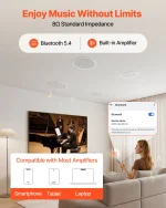 VEVOR Bluetooth Ceiling Speakers, 165.1 mm, In Ceiling & In-Wall Speaker System with Amplifier, 2-Way, for Damp Humid Placement, Home Theater, Covered Outdoor Patio and Flush Mount Wired, 4 Speakers - Image 9