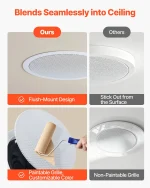 VEVOR Bluetooth Ceiling Speakers, 165.1 mm, In Ceiling & In-Wall Speaker System with Amplifier, 2-Way, for Damp Humid Placement, Home Theater, Covered Outdoor Patio and Flush Mount Wired, 4 Speakers - Image 7