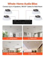 VEVOR Bluetooth Ceiling Speakers, 165.1 mm, In Ceiling & In-Wall Speaker System with Amplifier, 2-Way, for Damp Humid Placement, Home Theater, Covered Outdoor Patio and Flush Mount Wired, 4 Speakers - Image 6