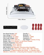 VEVOR Bluetooth Ceiling Speakers, 165.1 mm, In Ceiling & In-Wall Speaker System with Amplifier, 2-Way, for Damp Humid Placement, Home Theater, Covered Outdoor Patio and Flush Mount Wired, 4 Speakers - Image 5