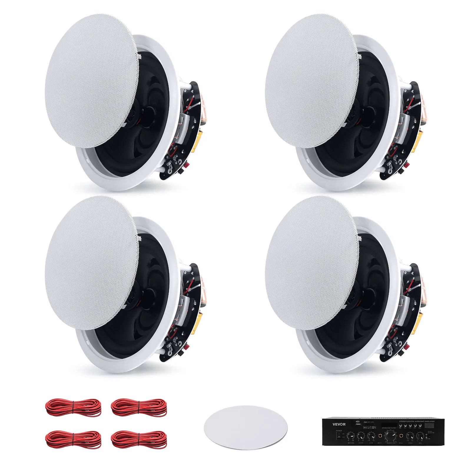 de_TZXDSYSQ65YCTXTEV001V2_original_img-v2_ceiling-speaker-uk-m100-1.2 VEVOR Bluetooth Ceiling Speakers, 165.1 mm, In Ceiling & In-Wall Speaker System with Amplifier, 2-Way, for Damp Humid Placement, Home Theater, Covered Outdoor Patio and Flush Mount Wired, 4 Speakers - Image 1